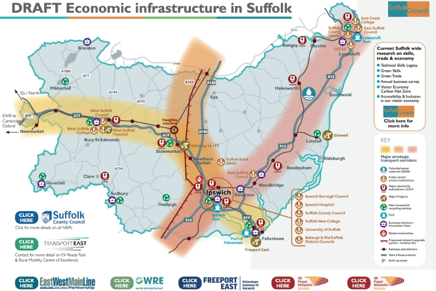 Picture of the Draft Economic Infrastructure in Suffolk map